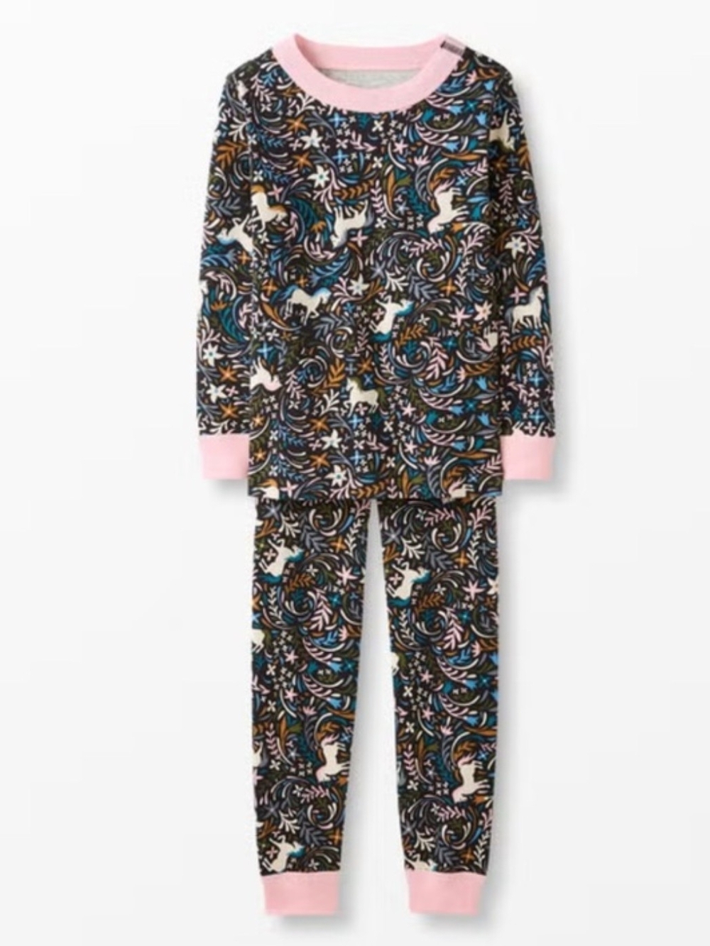 Hanna Andersson Organic Cotton Pajama Set Girl 5 110cm Floral Unicorn Fairy Tale